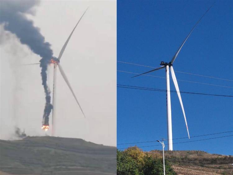 甘肅定西一風力發(fā)電機風輪起火<strong></p>
<p>西鳳酒
</strong>，當?shù)卮迕瘢好盁煍?shù)十分鐘后燃燒，已建成投用多年:西鳳酒
